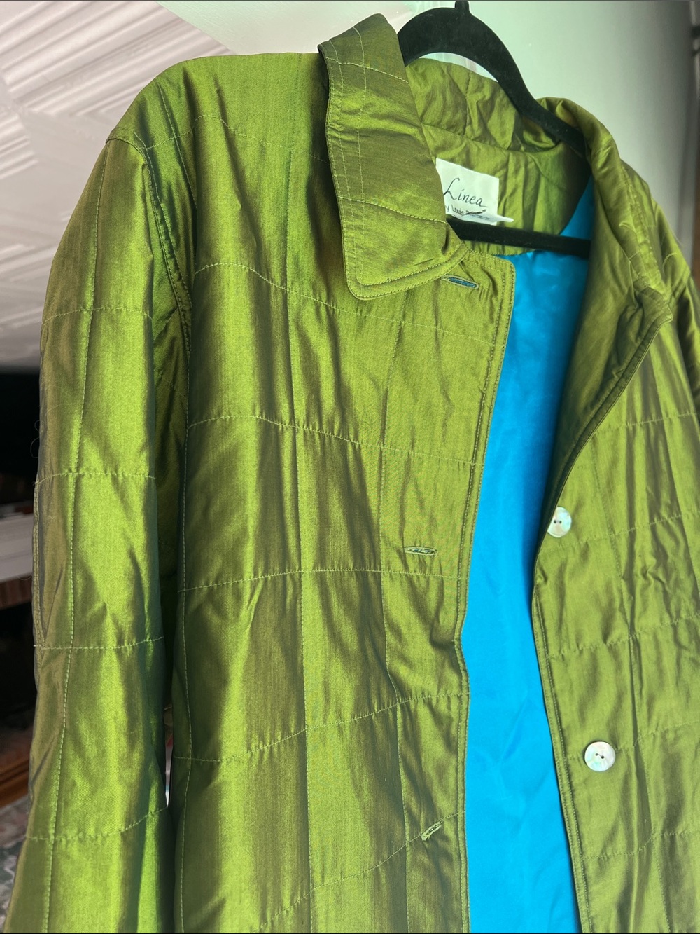 Vintage Linea Louis Dell'Olio Silk Quilted Jacket Large - Picture 9 of 10